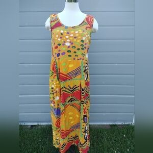 Jams World Cantina Dress Vintage Beach Tank Bright Colorful Dress Size M